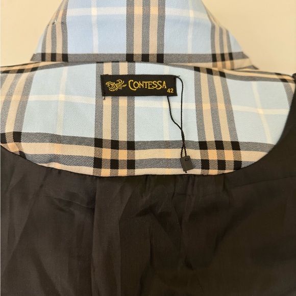 CONTESSA women’s size 6 (European size 42) blue plaid light coat - Picture 8 of 9